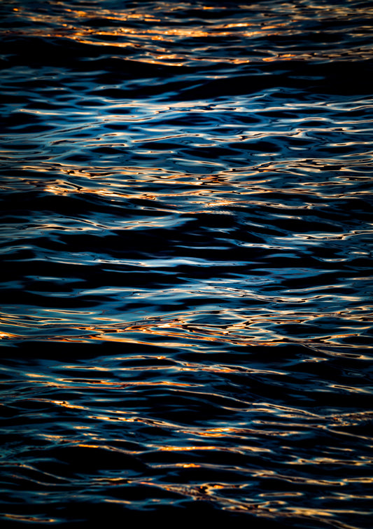 ABSTRACT WATER PATTERNS BLUE/GOLD VERTICAL